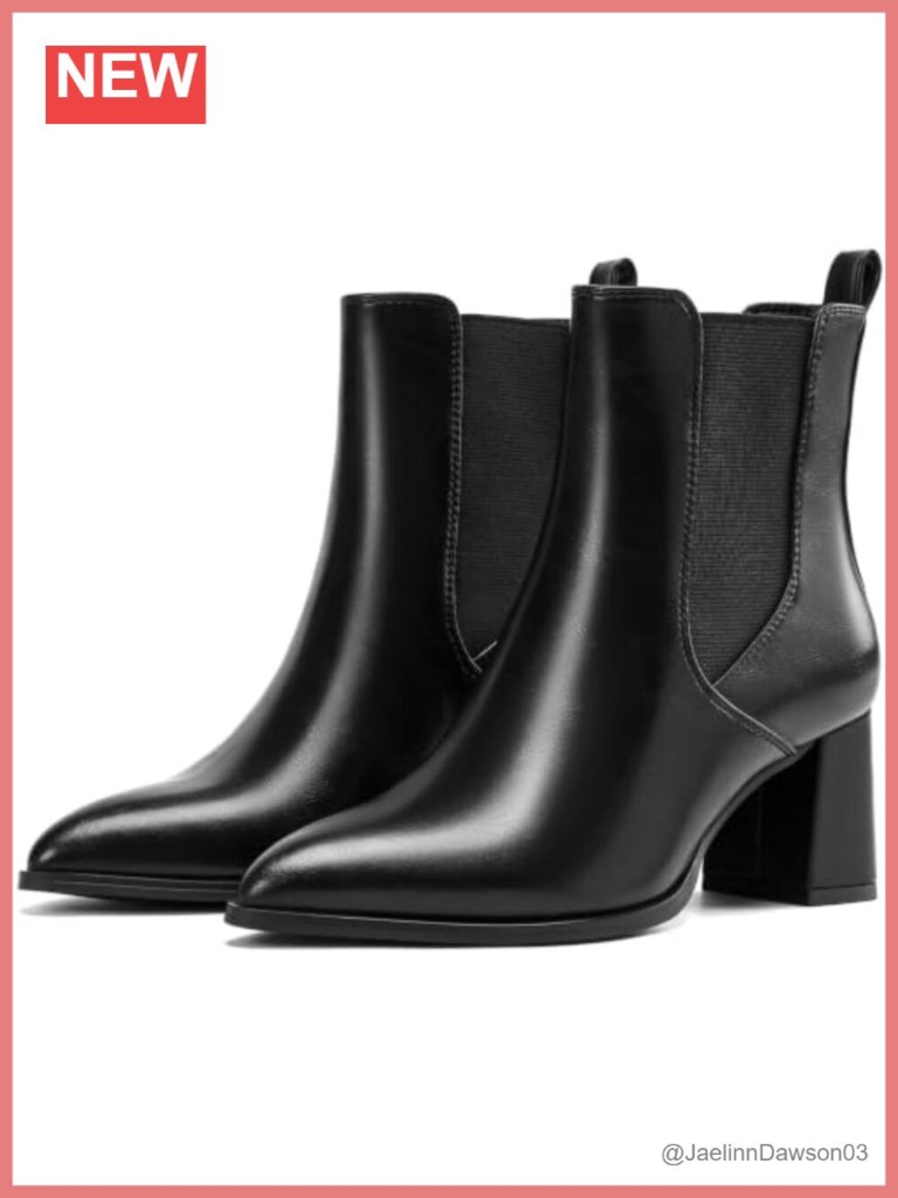 Wide Width Chelsea Ankle Boots Pointed Toe Chunky Block Heel Faux Leather